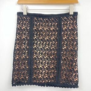 Kendall & Kylie | black lace,embroidered lined mini skirt, small
